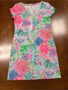 Lilly Pulitzer Aqua Tunic with Hot Pink & Teal Floral Print